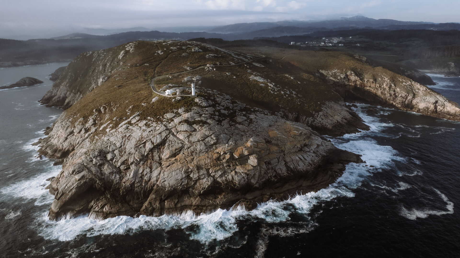 Coastal path winding along the shore
