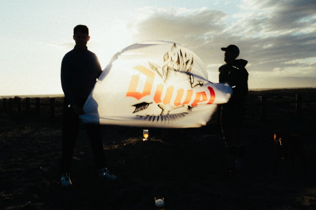 Duvel flag at sunset